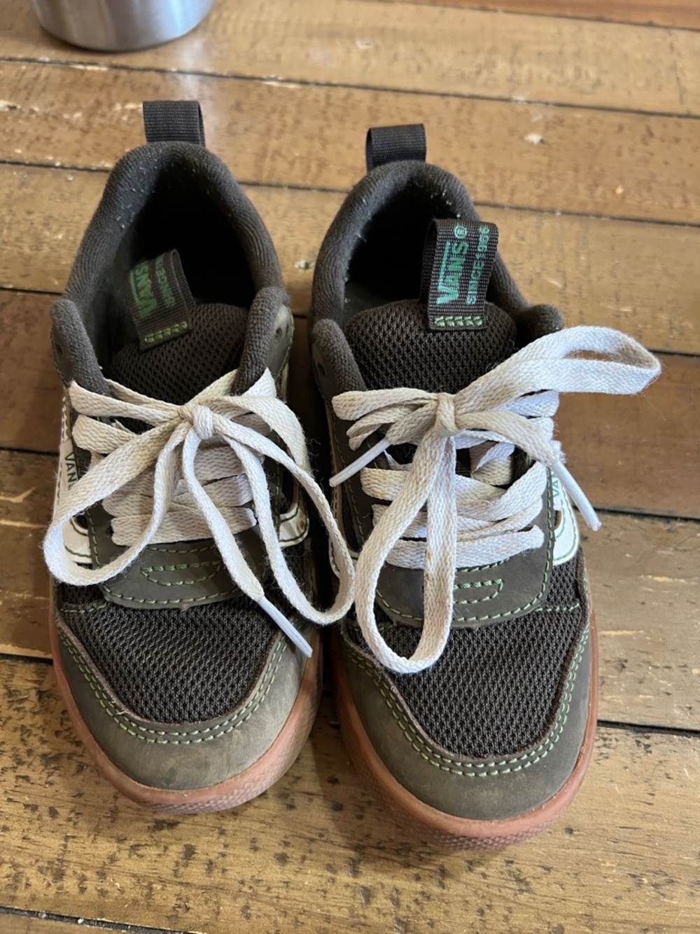 Vans Kids Olive Brown & White Lace-Up Sneakers